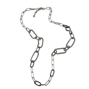 RJ Graziano Industrial Modern Gunmetal Silver Tone Oversize Link Chain Necklace